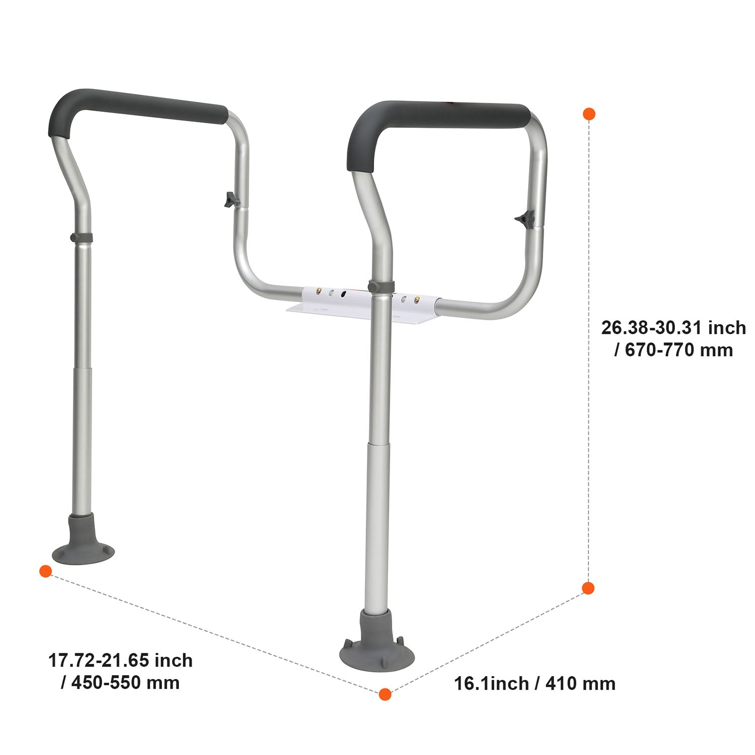 adjustable bathroom toilet safety rail dimension