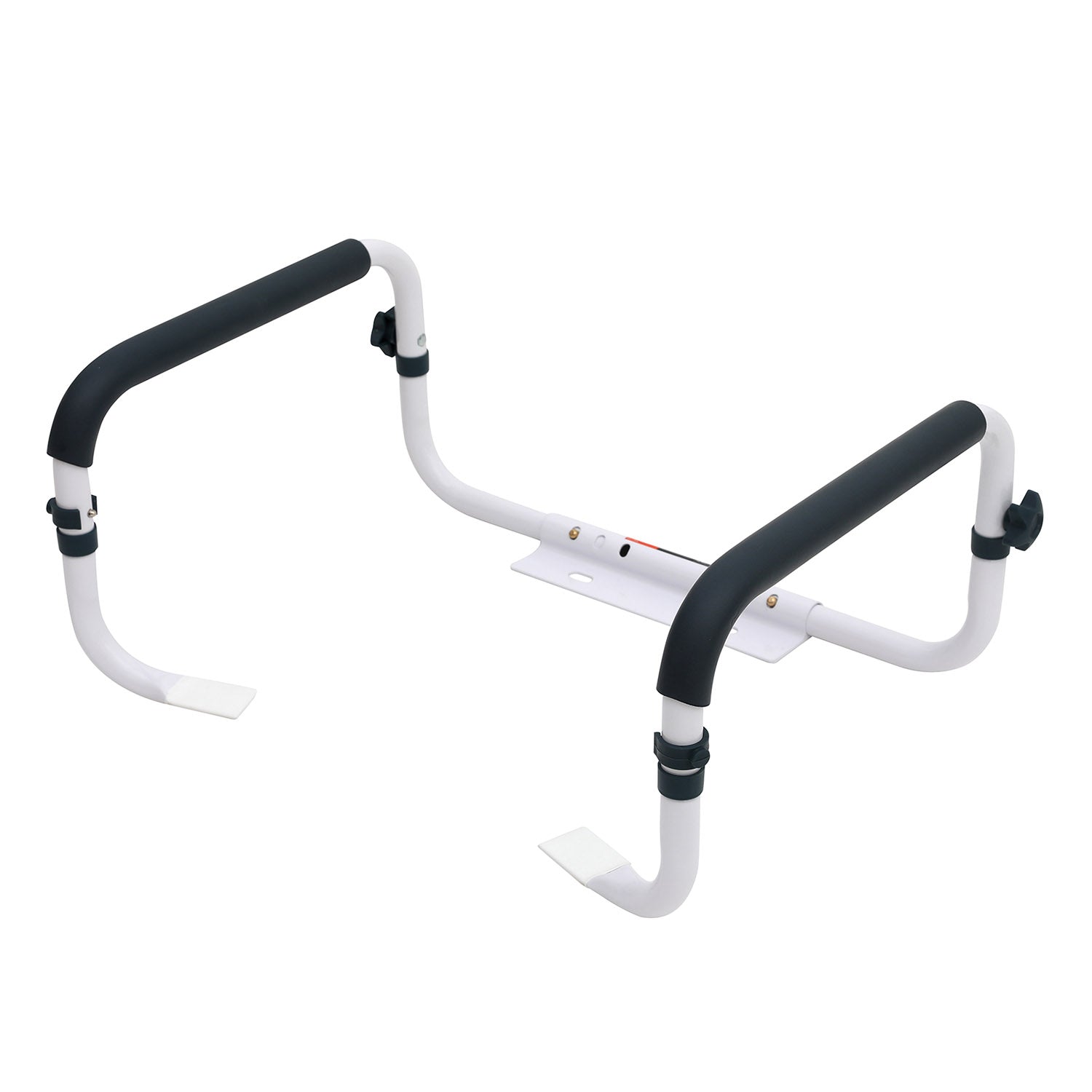 adjustable toilet safety rail installed beside toilet for mobility assistance