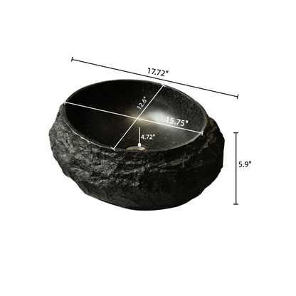 Dark Gray Stone Pattern Resin Vessel Bathroom Sink oval basin dimensions rock-like exterior