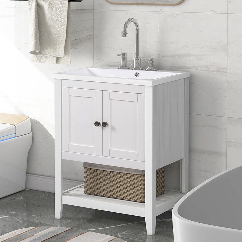 Giving Tree 24&quot; Modern Freestanding Bathroom Vanity Ceramic Sink with Doors and Shelf