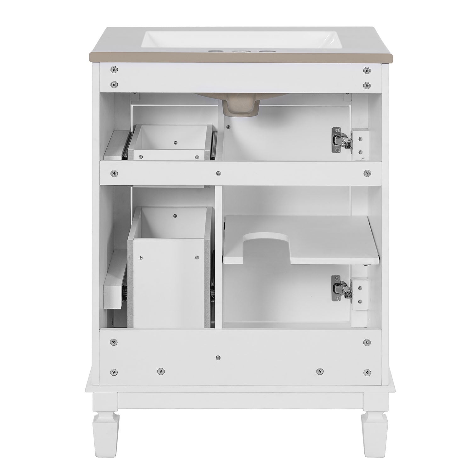 back view of 24 inch bathroom vanity cabinet