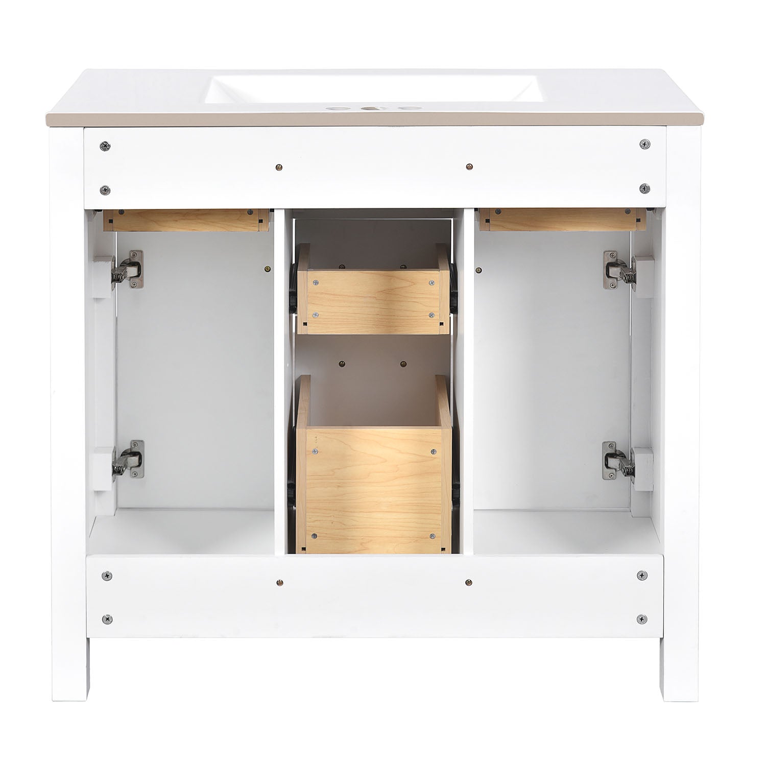 back view of the white 36 inch bathroom vanity 