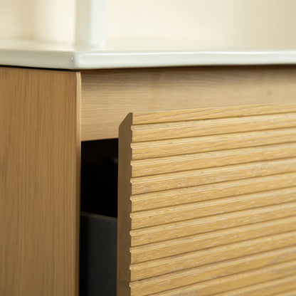 bathroom vanity wood grain detail close up