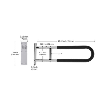 bathroom folding toilet grab bar dimension