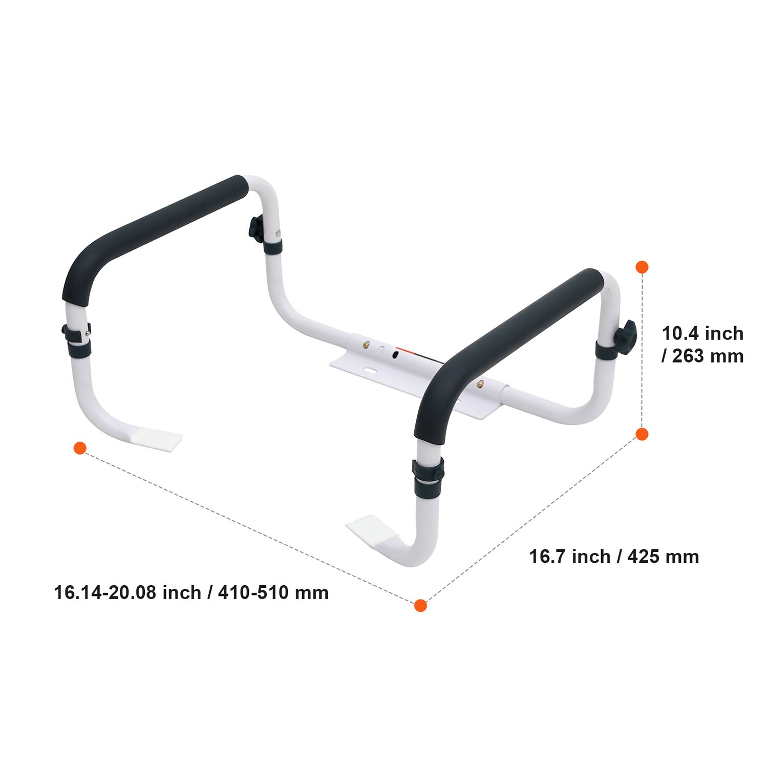 bathroom toilet safety frame with padded handles dimension