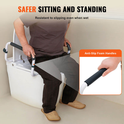 bathroom toilet safety frame with steel support and foam padded grips