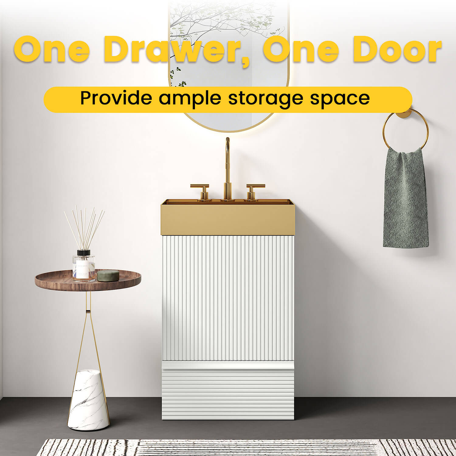 bathroom vanity cabinet one door one drawer storage system