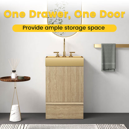 bathroom vanity interior storage space one door one drawer organization view