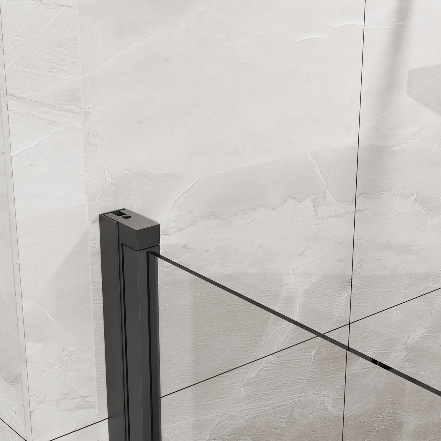 black finish bathroom shower enclosure with reversible door