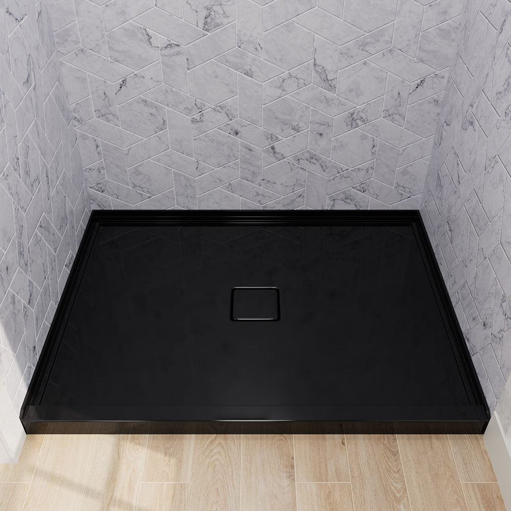 black acrylic alcove shower base for modern bathroom
