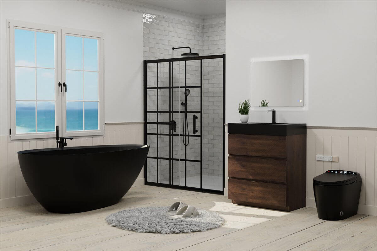 black bathroom furniture set combination