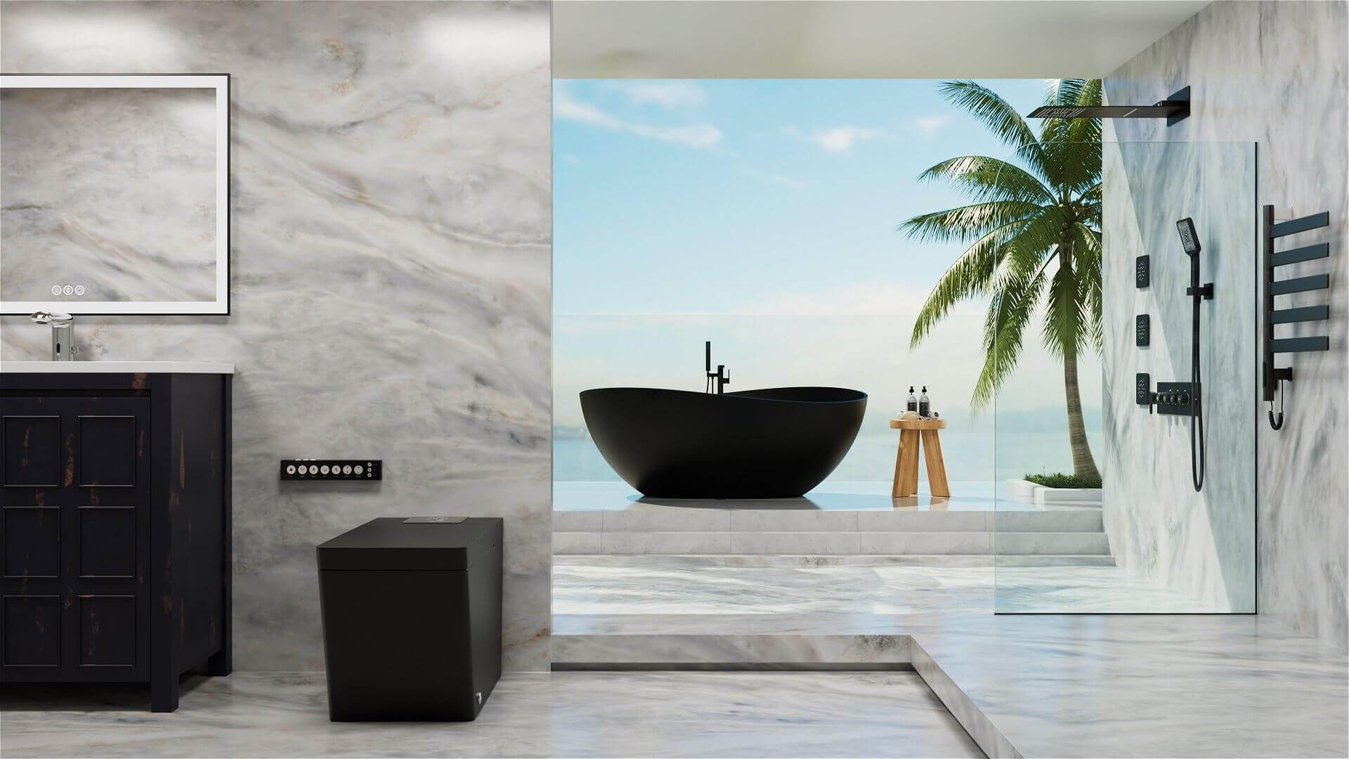 black bathroom furniture sets