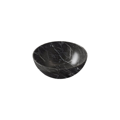 14" Black ceramic bowl above-counter vessel sink with stone pattern smooth stone-patterned bowl exterior
