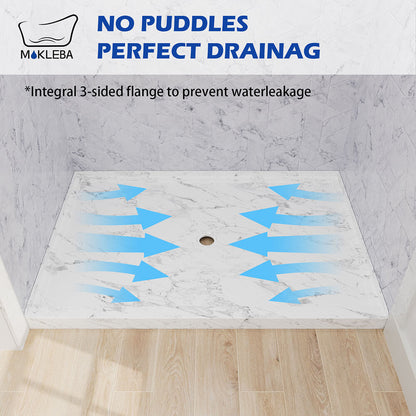 center drain shower base showing smooth slope gradient