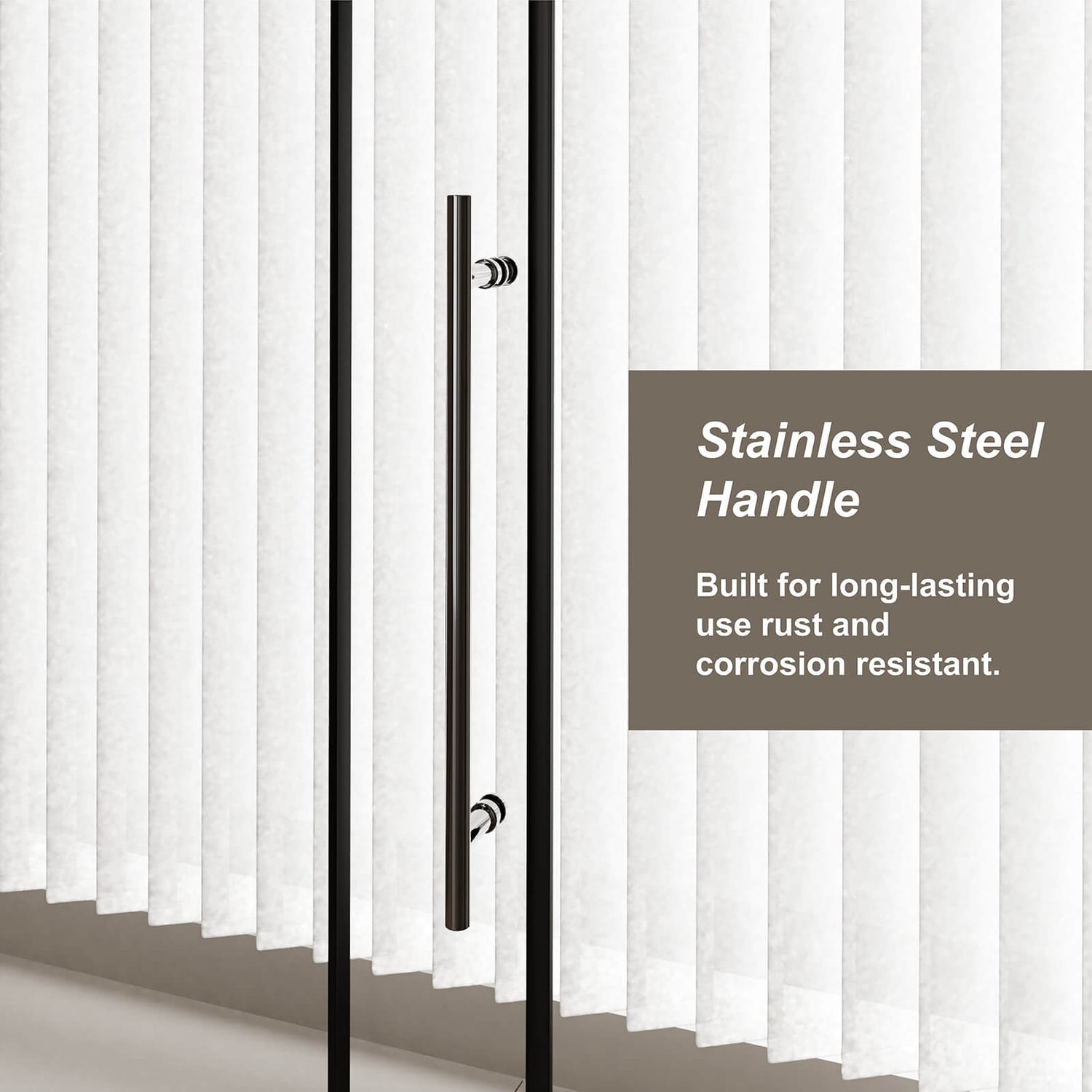 close up of stainless steel shower door handle