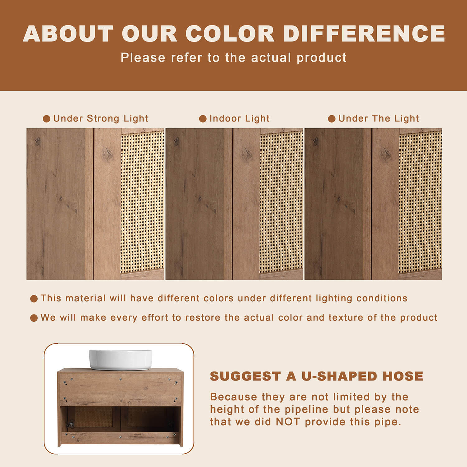 color difference of the bathroom vanity material