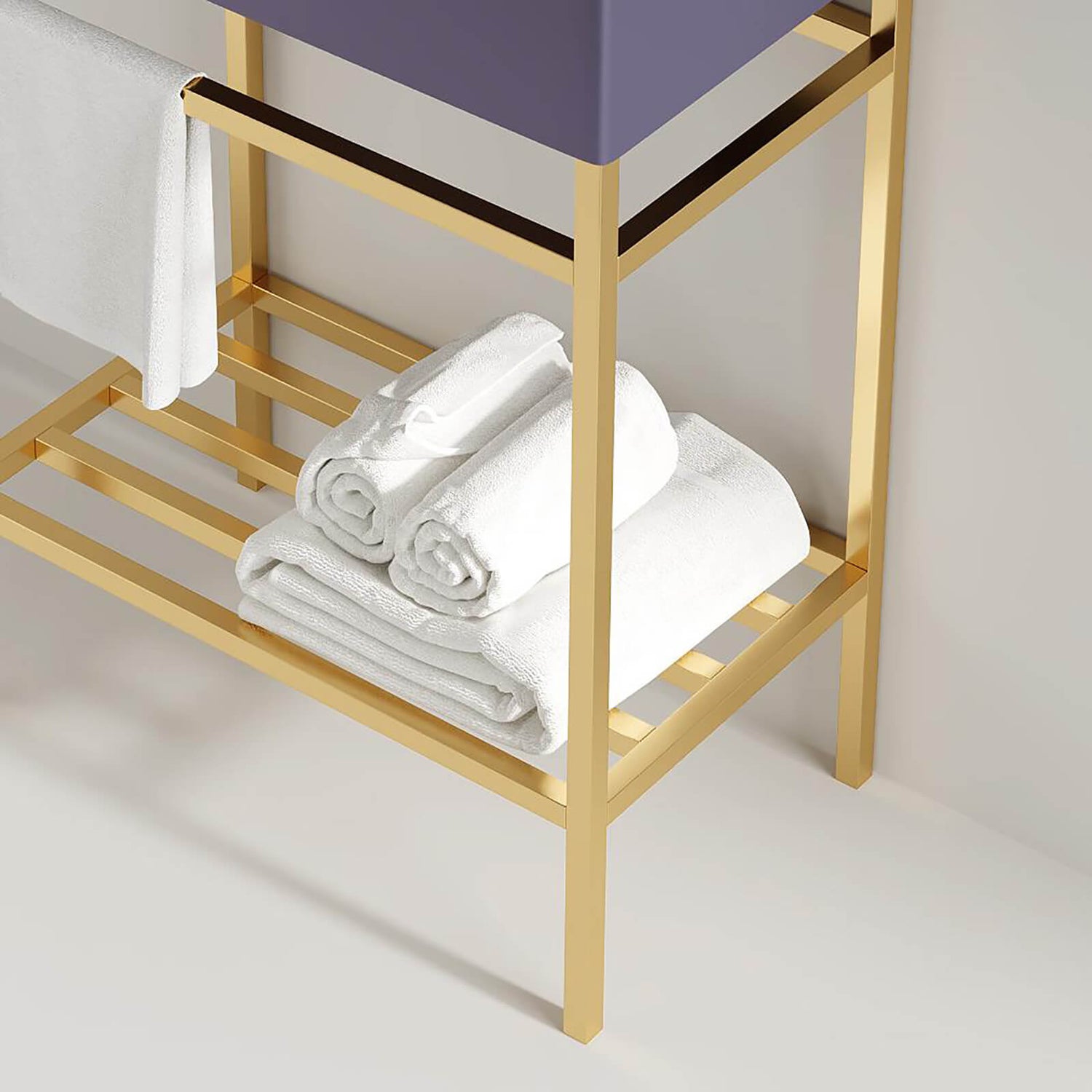 contemporary purple washstand with gold base