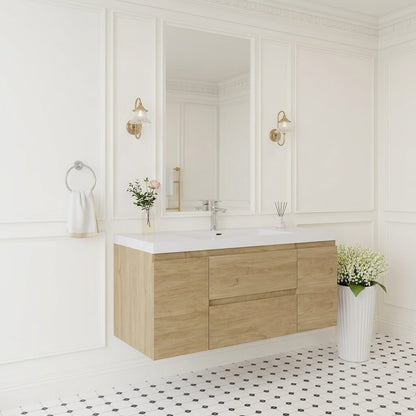 contemporary 48 inch wood grain bathroom vanity angled room scene