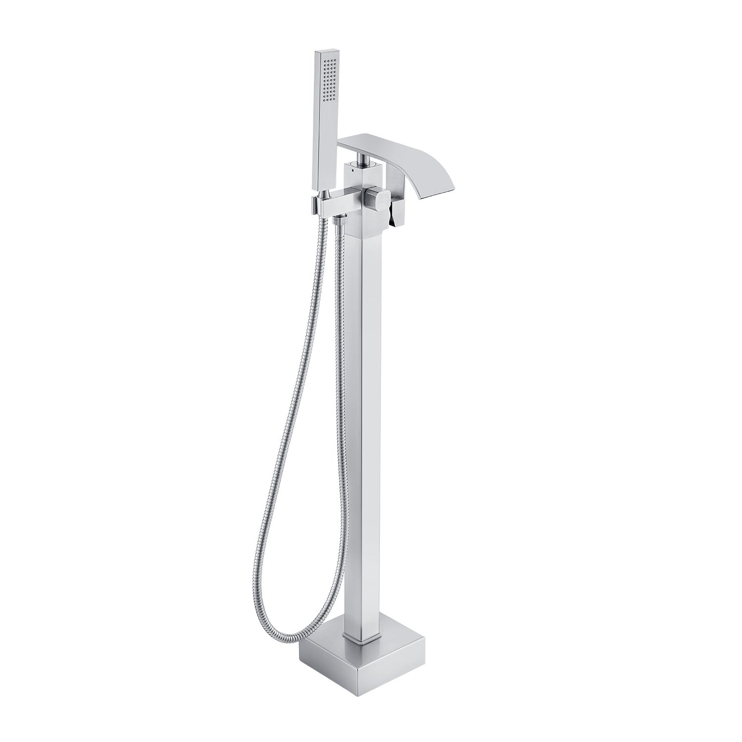 Bathroom Freestanding Tub Filler Faucet with Hand Shower Silver
