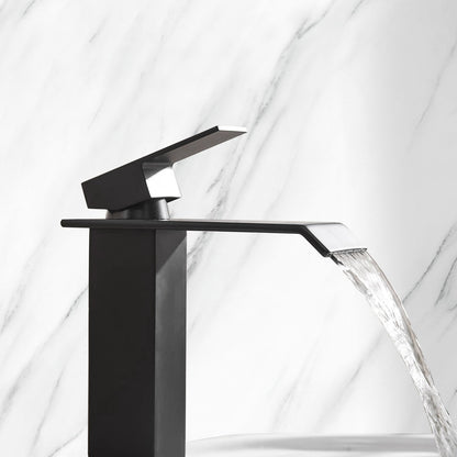 detail image of Matte Black Stainless Steel Single Handle Waterfall Bathroom Faucet