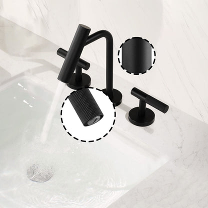 details of Matte Black 8 inch Widespread Two-Handle Bathroom Sink Faucet