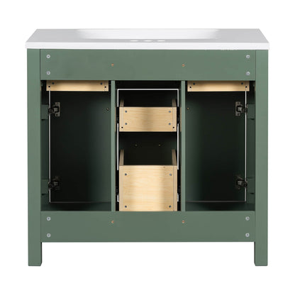 36&quot; Green Bathroom Storage Vanity with 3-Hole Top