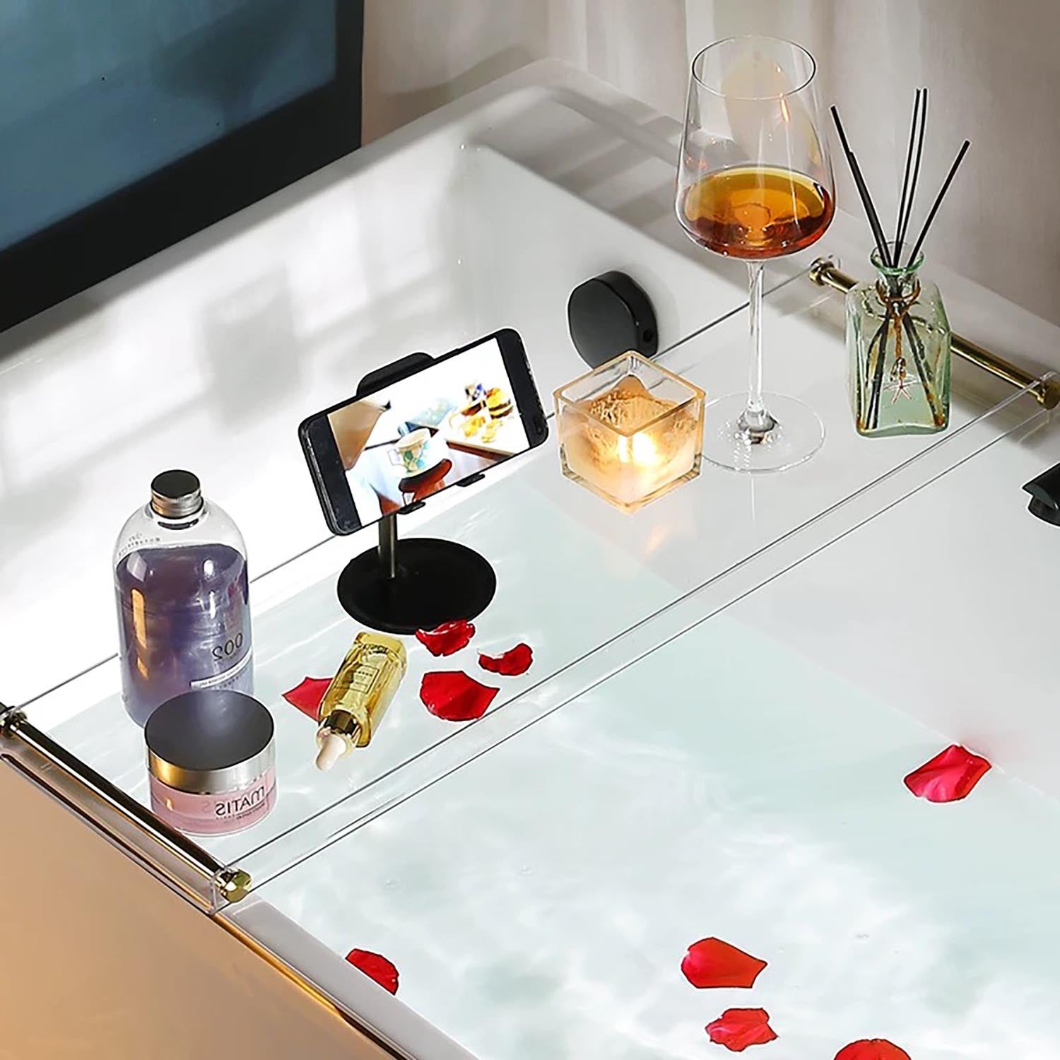durable acrylic bath shelf for bathtub accessories storage