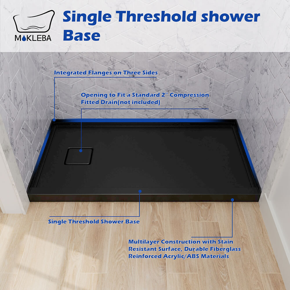 durable shower base single threshold design with clean modern bathroom layout