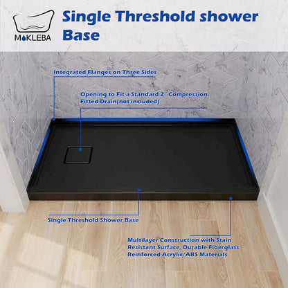 durable shower base single threshold design with clean modern bathroom layout