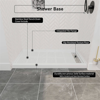 easy clean stainless drain cover included with shower base