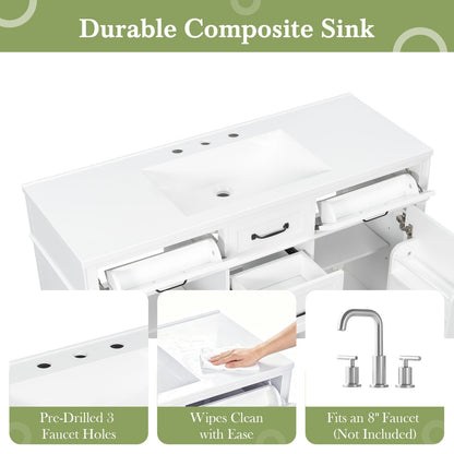 easy to clean durable composite sink top for 48 inch vanity with pre drilled holes