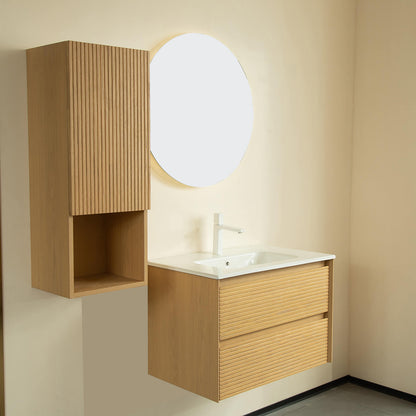 eco friendly lacquered oak vanity with clean lines