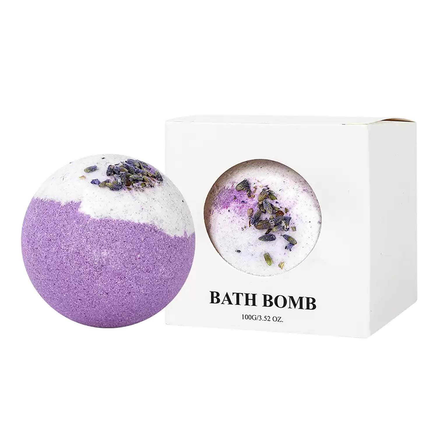Lavender Bath Bombs for Stress Relief USA, Eco-Friendly Spa Set (Set of 4)