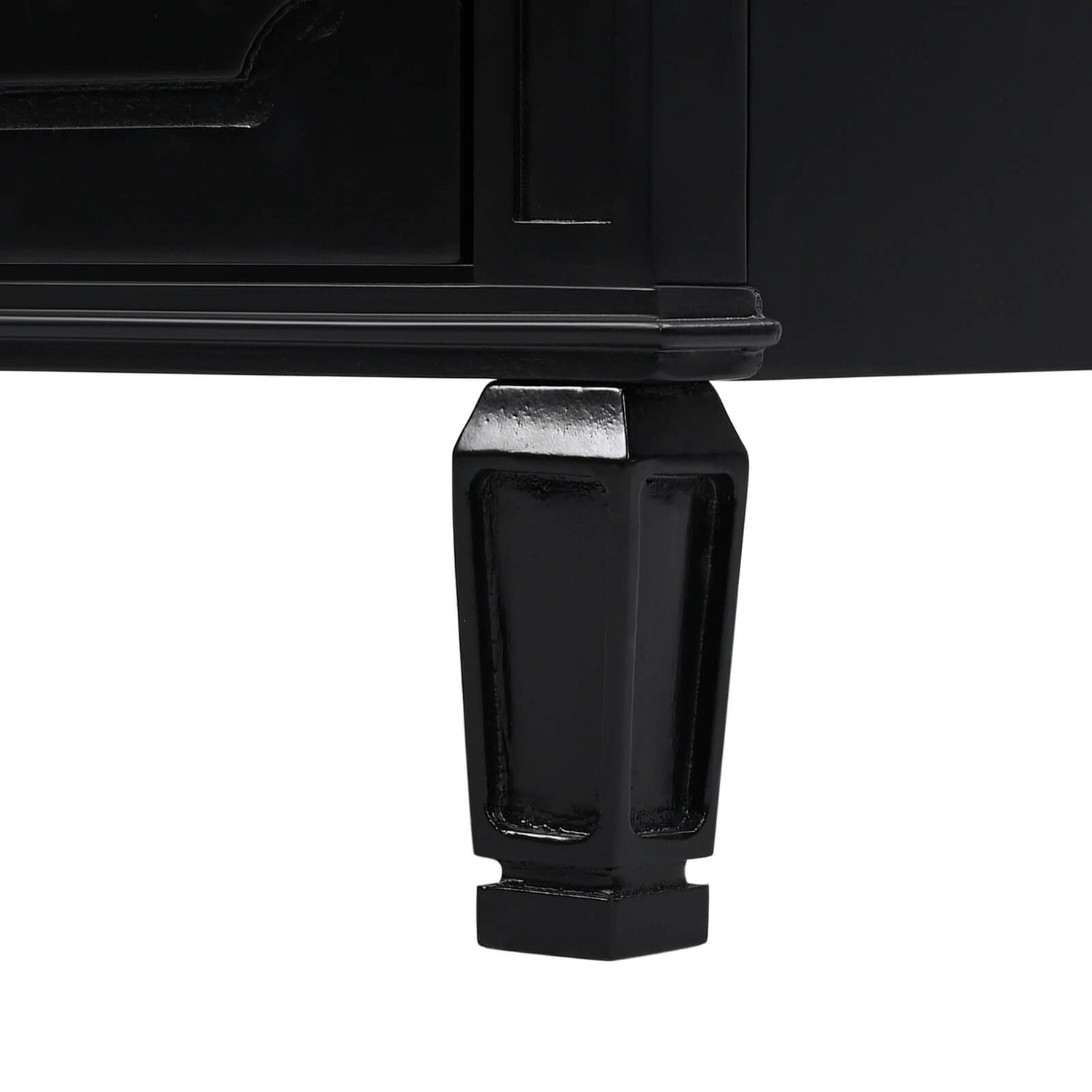 elegant black vanity with old world charm and curved legs