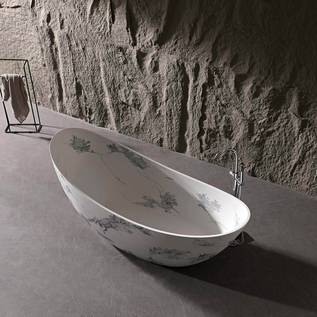 elegant floral patterned freestanding bathtub