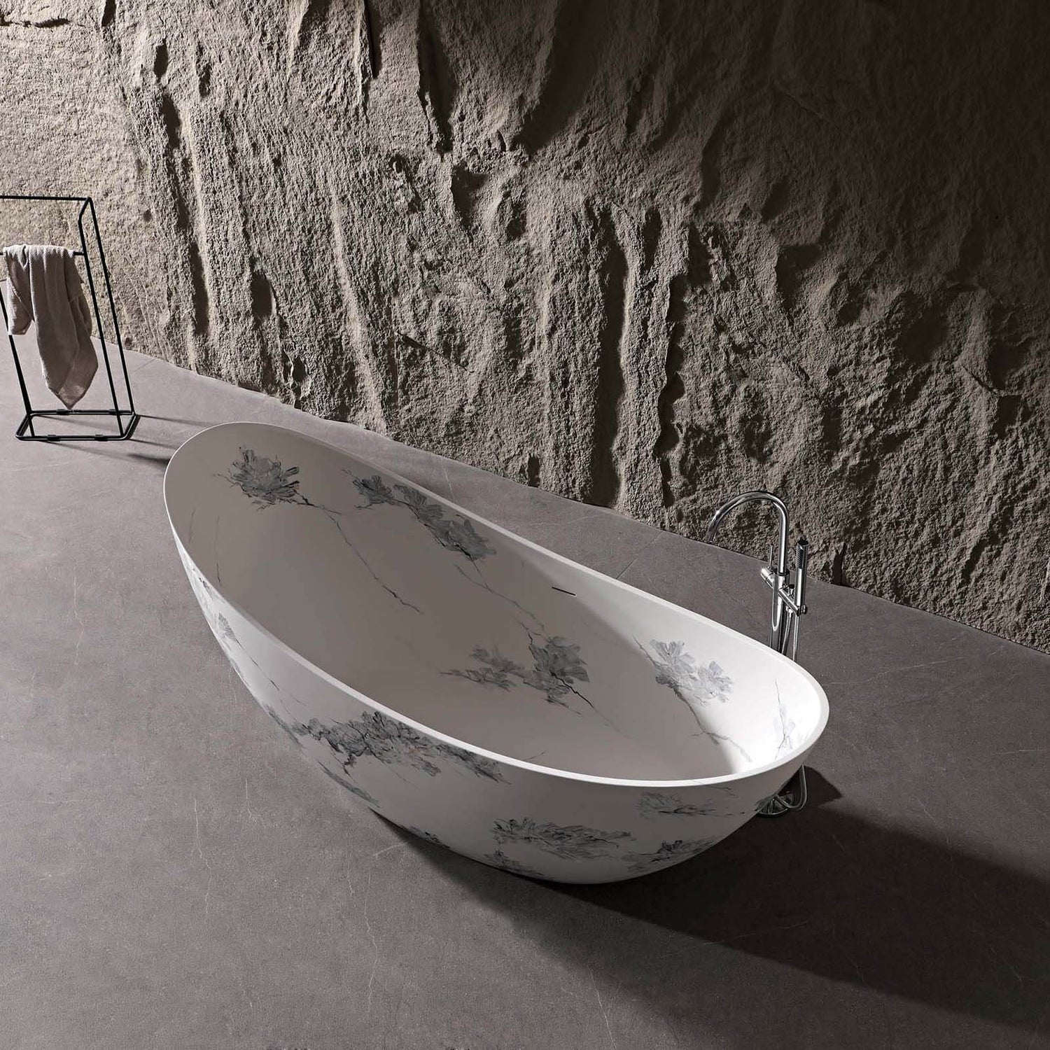 elegant floral patterned freestanding bathtub