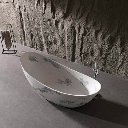 elegant floral patterned freestanding bathtub