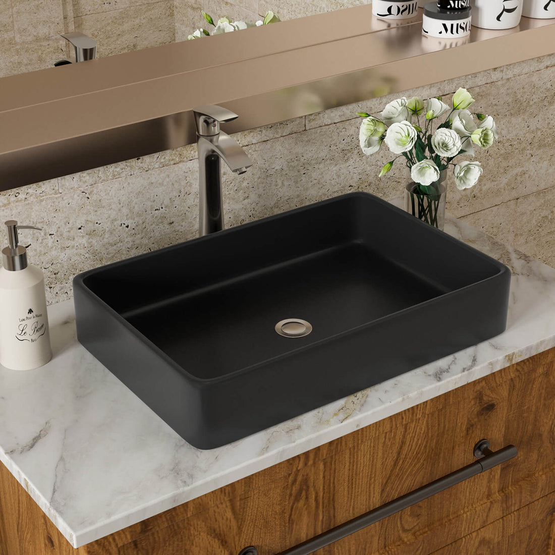 elegant matte black bathroom sink in modern setting