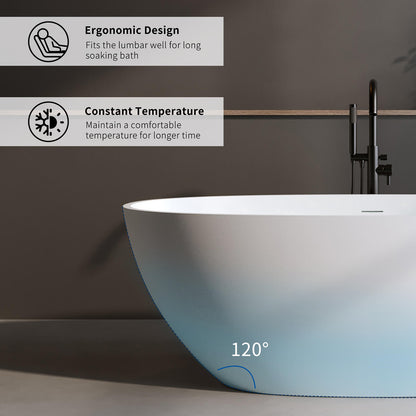 ergonomic freestanding tub with 120 degree backrest support