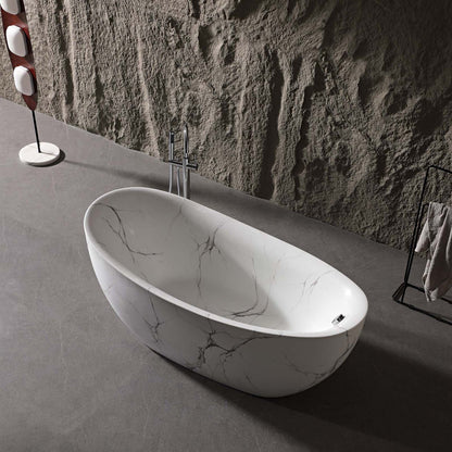 67&quot; Marble Finish Slipper Bathtub with Adjustable Overflow