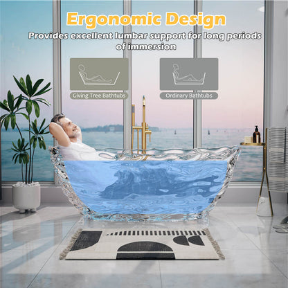 freestanding bathtub with fluid wave design
