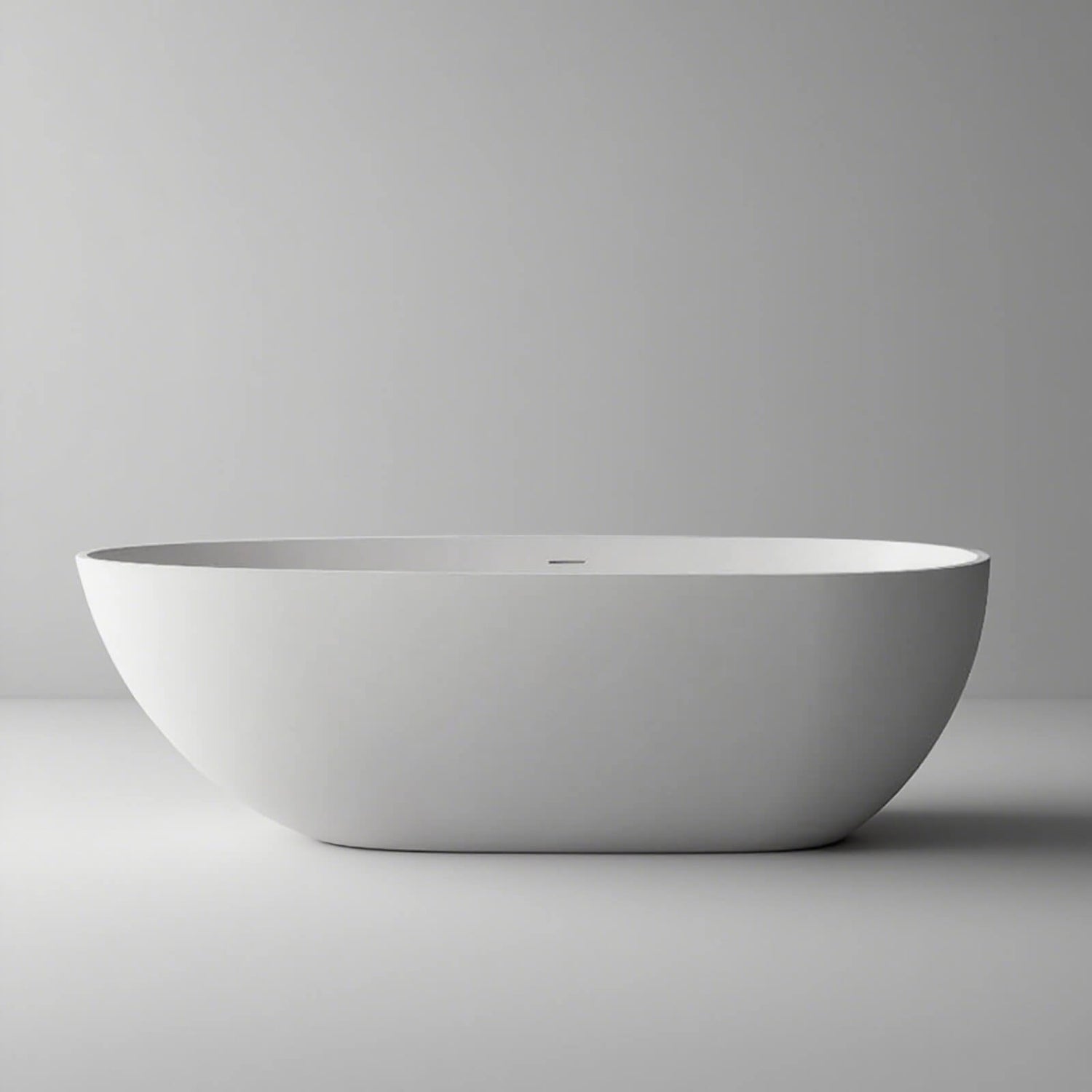 freestanding ceramic tub with high fired surface and elegant silhouette