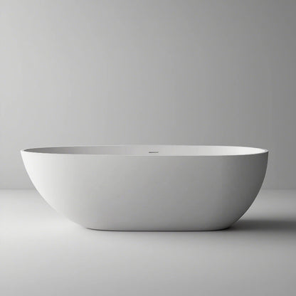 freestanding ceramic tub with high fired surface and elegant silhouette