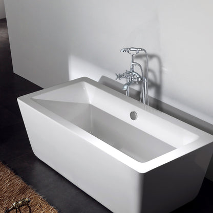 freestanding bathtub faucet with polished chrome surface