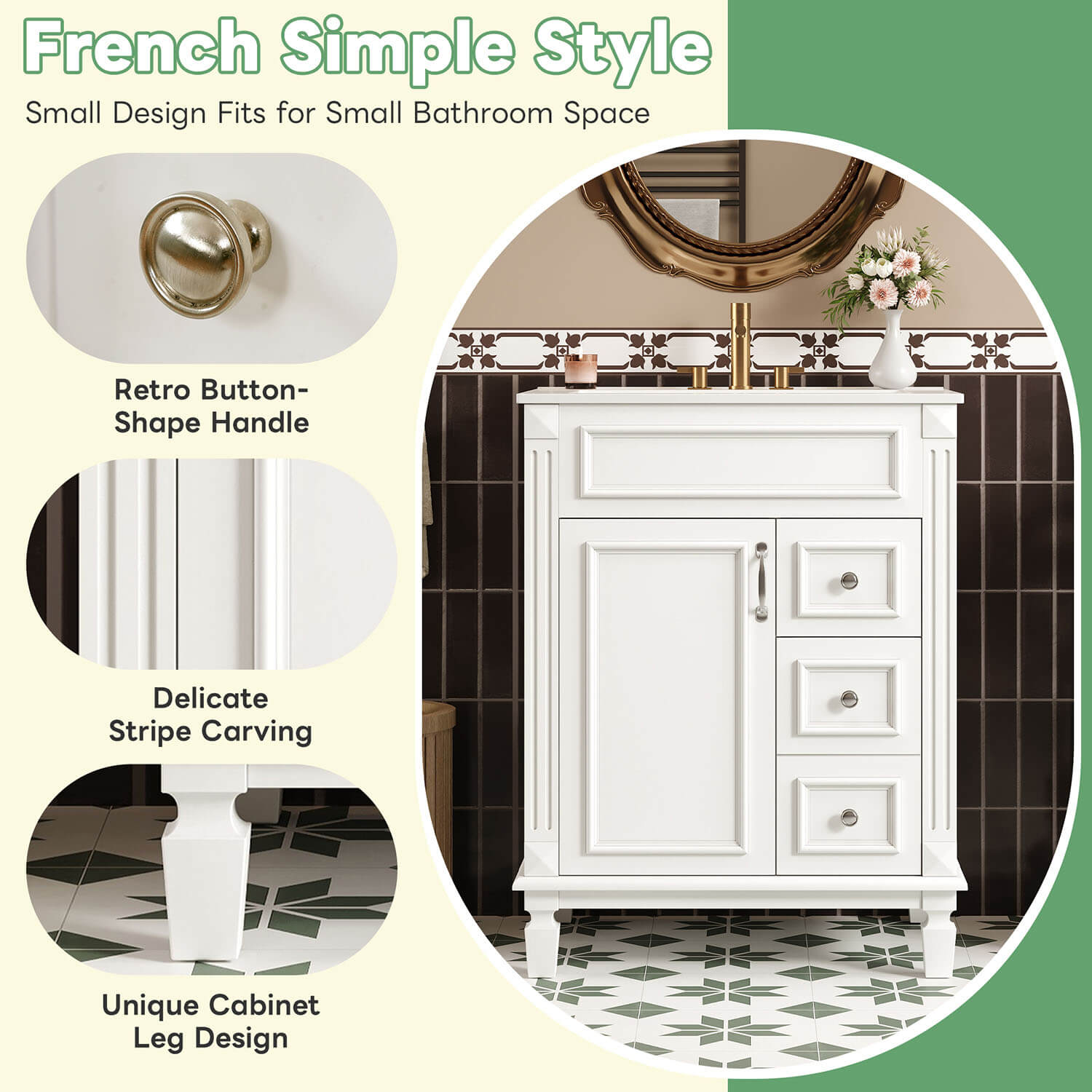 french simple style small bathroom vanity