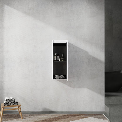 front view of 12 inch White Bathroom Wall Cabinet with Soft Close Door and Shelf