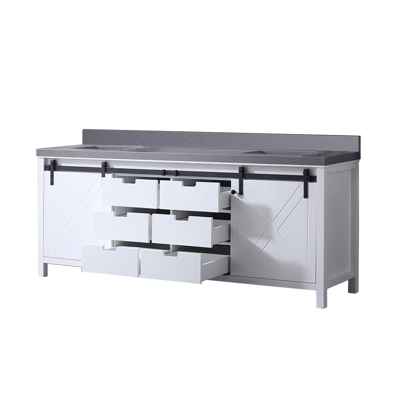 full front view of 84 inch vanity with drawers