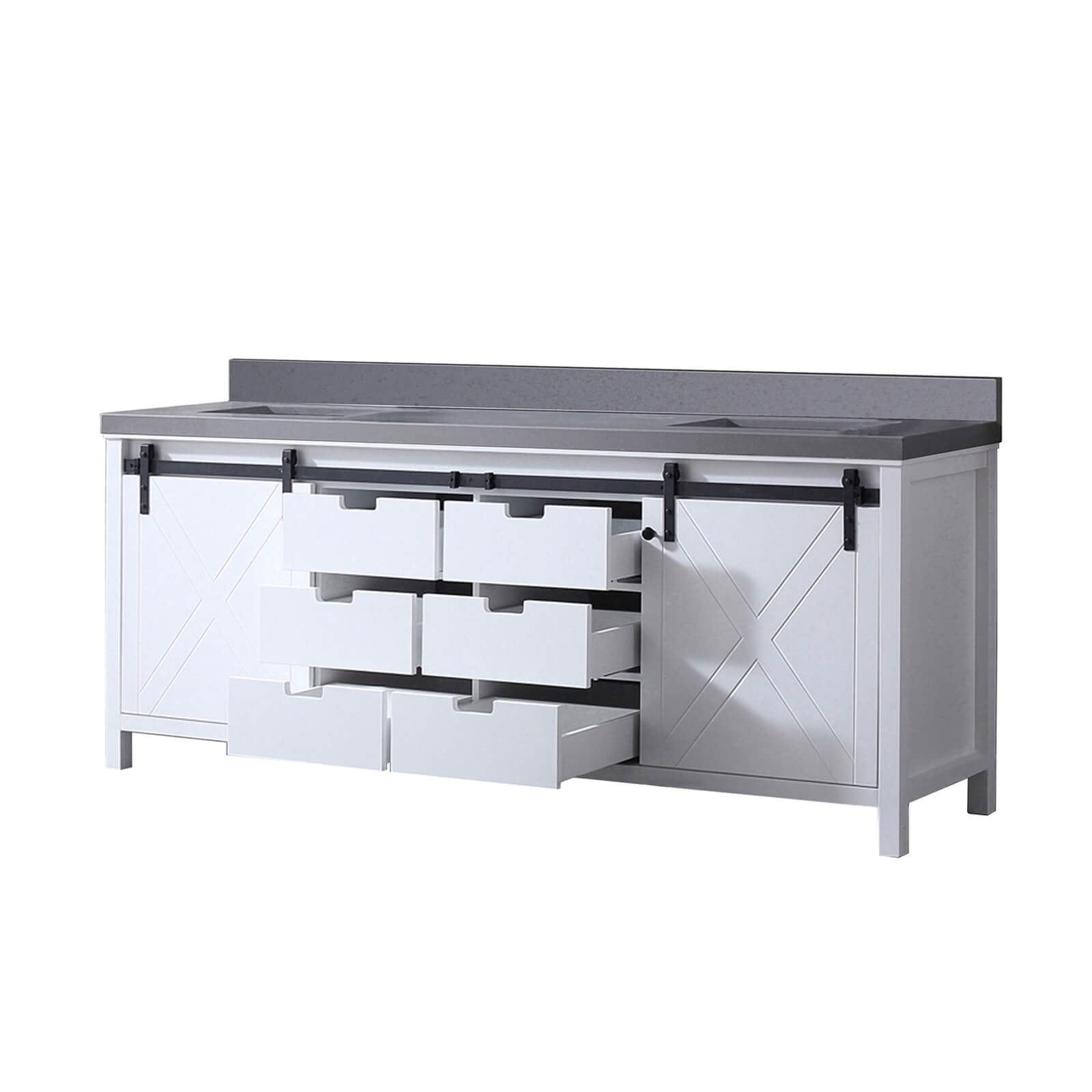 full front view of 84 inch vanity with drawers