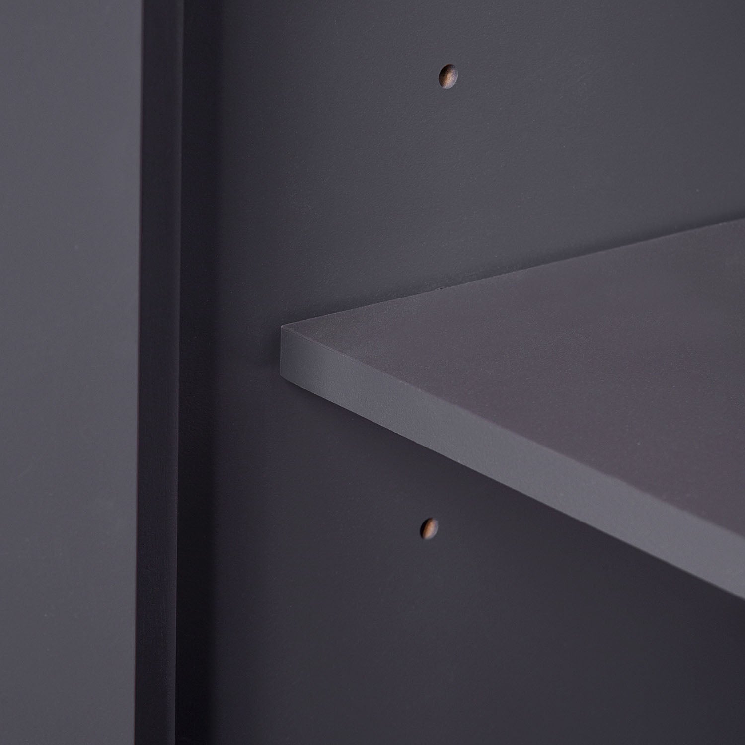 gray bathroom vanity made with solid wood frame and durable MDF panels