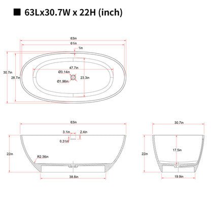 145 cm beige freistehende Badewanne – langlebig und leicht zu reinigen